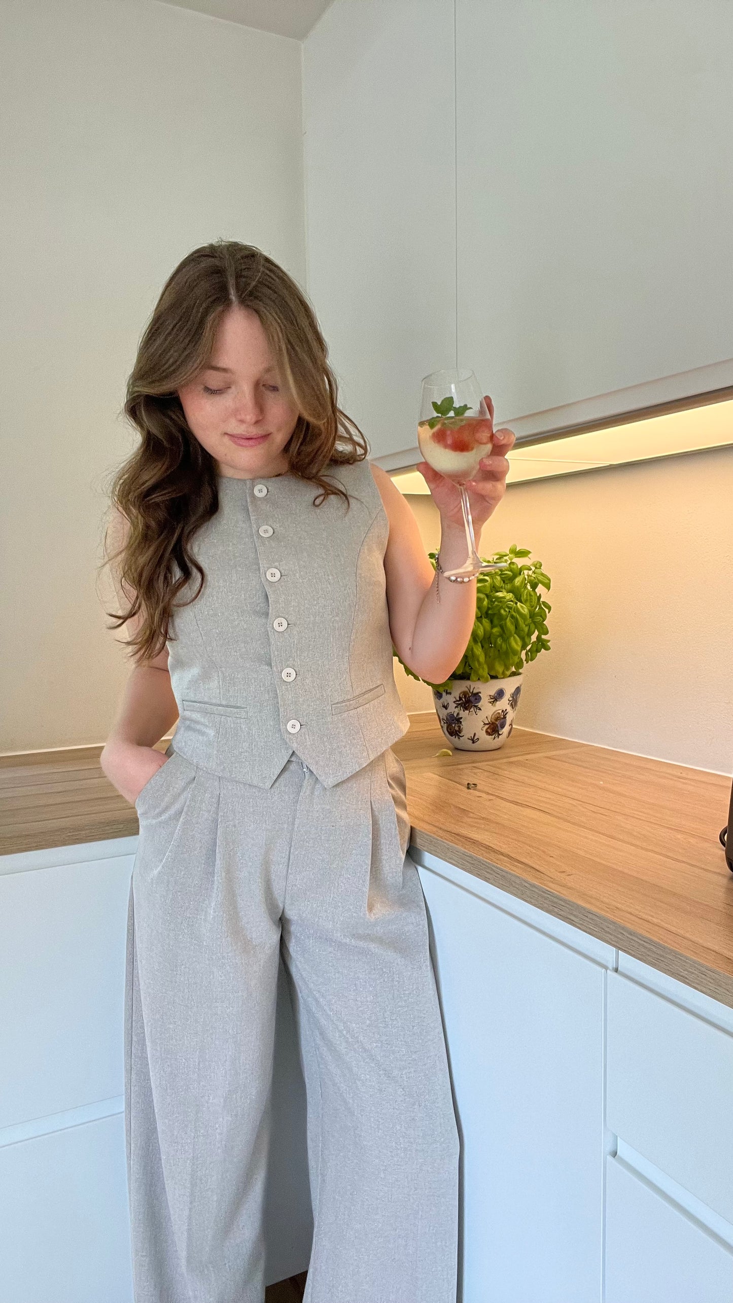 Ellen Johanne Vest - Grå/Beige